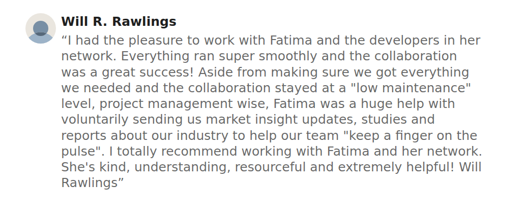 Recommendation from Will Rawlings